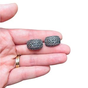 Sterling silver marcasite earrings. Vintage clip-on earrings